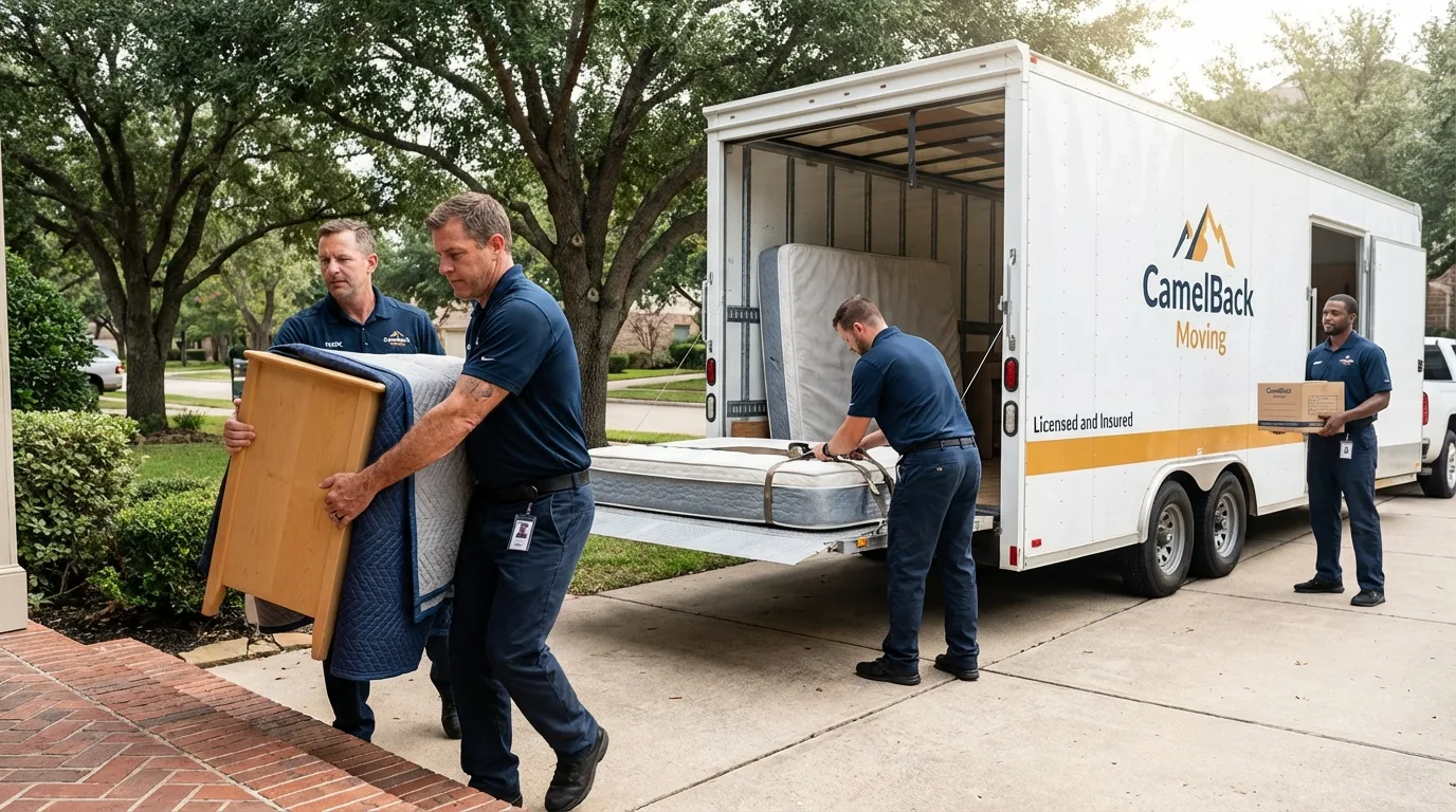Crew loading residential truck for cross-state move from Kountze, TX