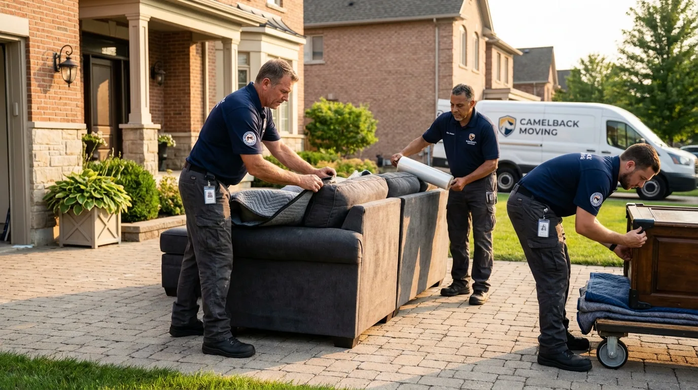 Large estate moving crew wrapping furniture in Kountze, TX
